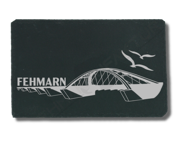 Schiefertschild aus Naturschiefer mit der Fehmarnsundbrücke
